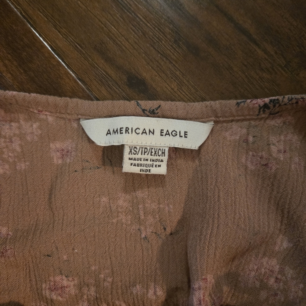 American Eagle Earthy Floral Semi Backless Long Sleeve Boho Tunic XS - Picture 11 of 11